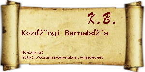 Kozányi Barnabás névjegykártya